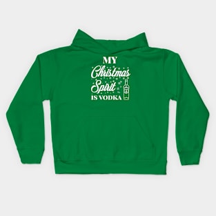 My Christmas spirit is vodka, Funny Christmas pun, Alcohol holiday pun Kids Hoodie